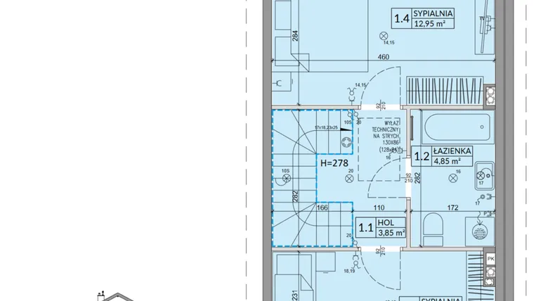Rzut - Dom na sprzedaż 3 pokoje o powierzchni 68,42 m² - numer 31B w Osiedle Słoneczne etap IV
