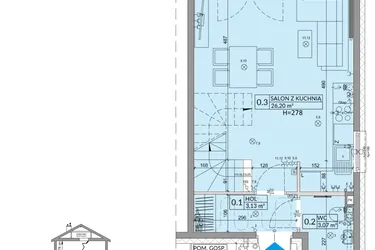 Rzut - Dom na sprzedaż 3 pokoje o powierzchni 68,42 m² - numer 35B w Osiedle Słoneczne etap IV