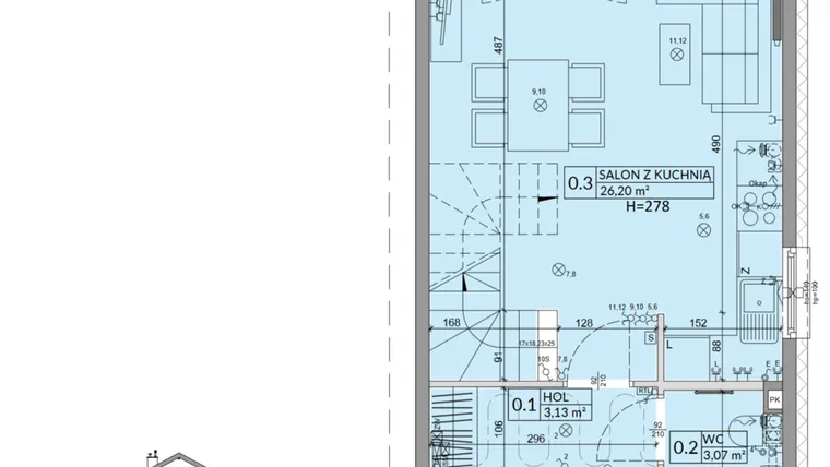 Rzut - Dom na sprzedaż 3 pokoje o powierzchni 68,42 m² - numer 35B w Osiedle Słoneczne etap IV