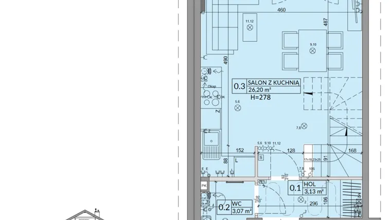 Rzut - Dom na sprzedaż 3 pokoje o powierzchni 68,42 m² - numer 35A w Osiedle Słoneczne etap IV