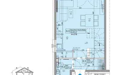 Rzut - Dom na sprzedaż 3 pokoje o powierzchni 68,42 m² - numer 36A w Osiedle Słoneczne etap IV