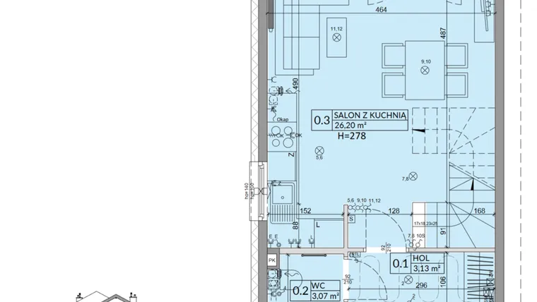 Rzut - Dom na sprzedaż 3 pokoje o powierzchni 68,42 m² - numer 36A w Osiedle Słoneczne etap IV