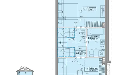 Rzut - Dom na sprzedaż 3 pokoje o powierzchni 68,42 m² - numer 36B w Osiedle Słoneczne etap IV