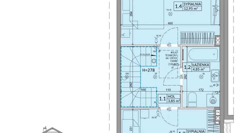 Rzut - Dom na sprzedaż 3 pokoje o powierzchni 68,42 m² - numer 36B w Osiedle Słoneczne etap IV
