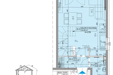 Rzut - Dom na sprzedaż 3 pokoje o powierzchni 68,42 m² - numer 41B w Osiedle Słoneczne etap IV