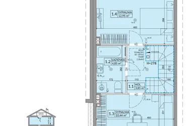 Rzut - Dom na sprzedaż 3 pokoje o powierzchni 68,42 m² - numer 41A w Osiedle Słoneczne etap IV