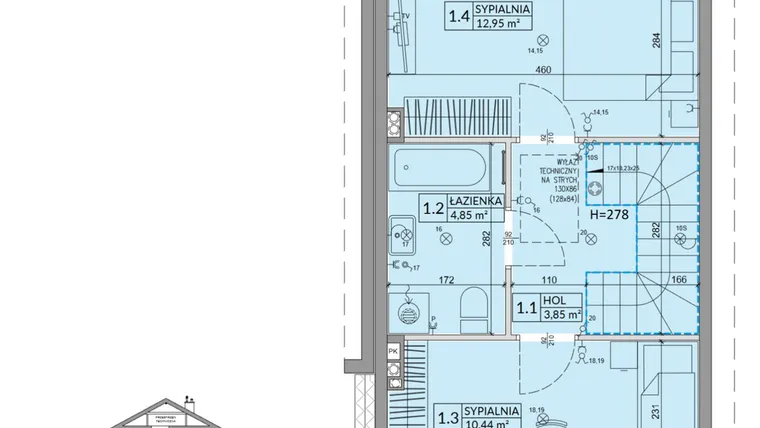 Rzut - Dom na sprzedaż 3 pokoje o powierzchni 68,42 m² - numer 41A w Osiedle Słoneczne etap IV