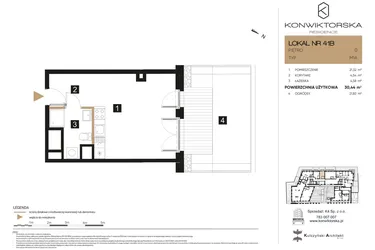 Rzut - Lokal użytkowy na sprzedaż 1 pokój o powierzchni 30,39 m² - numer 41B w Konwiktorska Residence