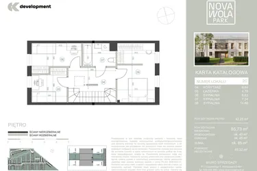 Rzut - Dom na sprzedaż 4 pokoje o powierzchni 85,73 m² - numer 2C w Nova Wola Park II
