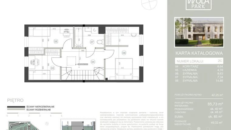 Rzut - Dom na sprzedaż 4 pokoje o powierzchni 85,73 m² - numer 2C w Nova Wola Park II