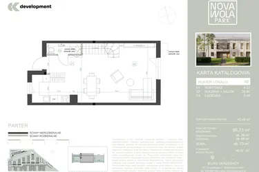 Rzut - Dom na sprzedaż 4 pokoje o powierzchni 85,73 m² - numer 4B w Nova Wola Park II