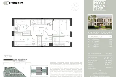 Rzut - Dom na sprzedaż 5 pokoi o powierzchni 85,73 m² - numer 2B w Nova Wola Park II