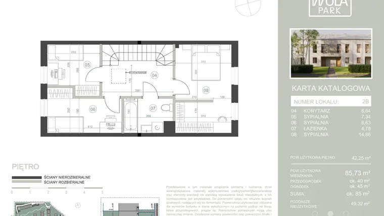 Rzut - Dom na sprzedaż 5 pokoi o powierzchni 85,73 m² - numer 2B w Nova Wola Park II