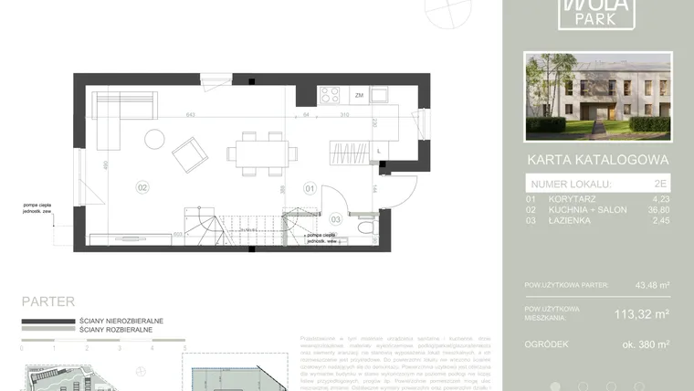 Rzut - Dom na sprzedaż 4 pokoje o powierzchni 113,32 m² - numer 2E w Nova Wola Park II