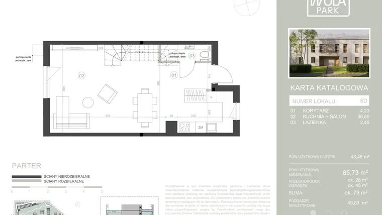 Rzut - Dom na sprzedaż 4 pokoje o powierzchni 85,73 m² - numer 6D w Nova Wola Park II