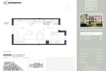 Rzut - Dom na sprzedaż 4 pokoje o powierzchni 85,73 m² - numer 6B w Nova Wola Park II