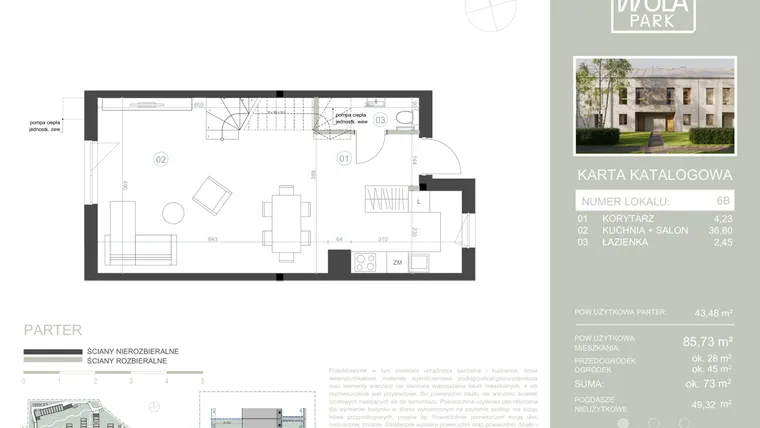 Rzut - Dom na sprzedaż 4 pokoje o powierzchni 85,73 m² - numer 6B w Nova Wola Park II