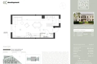 Rzut - Dom na sprzedaż 4 pokoje o powierzchni 85,73 m² - numer 6E w Nova Wola Park II