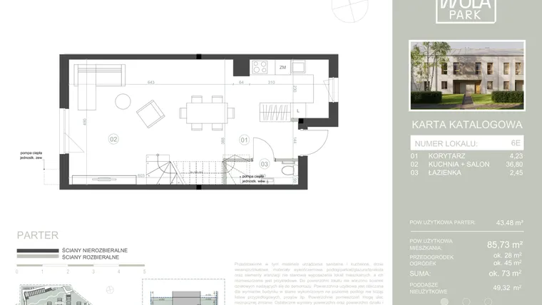 Rzut - Dom na sprzedaż 4 pokoje o powierzchni 85,73 m² - numer 6E w Nova Wola Park II