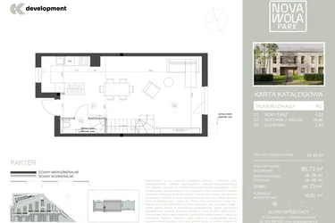 Rzut - Dom na sprzedaż 4 pokoje o powierzchni 85,73 m² - numer 4C w Nova Wola Park II