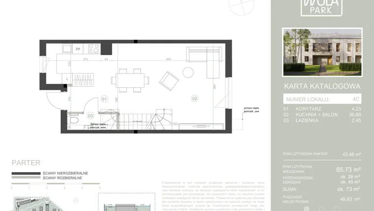 Rzut - Dom na sprzedaż 4 pokoje o powierzchni 85,73 m² - numer 4C w Nova Wola Park II