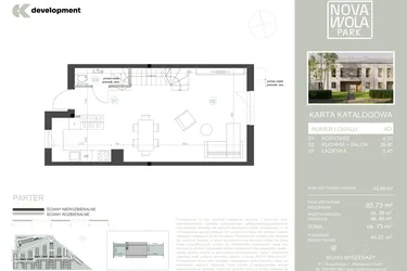 Rzut - Dom na sprzedaż 4 pokoje o powierzchni 85,73 m² - numer 4D w Nova Wola Park II