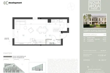 Rzut - Dom na sprzedaż 4 pokoje o powierzchni 113,32 m² - numer 6G w Nova Wola Park II