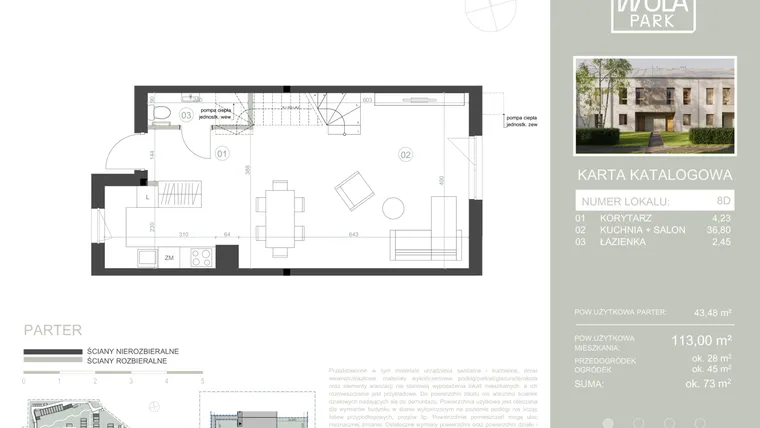 Rzut - Dom na sprzedaż 4 pokoje o powierzchni 113 m² - numer 8D w Nova Wola Park II
