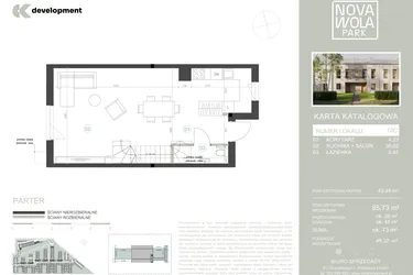 Rzut - Dom na sprzedaż 4 pokoje o powierzchni 85,73 m² - numer 10C w Nova Wola Park II