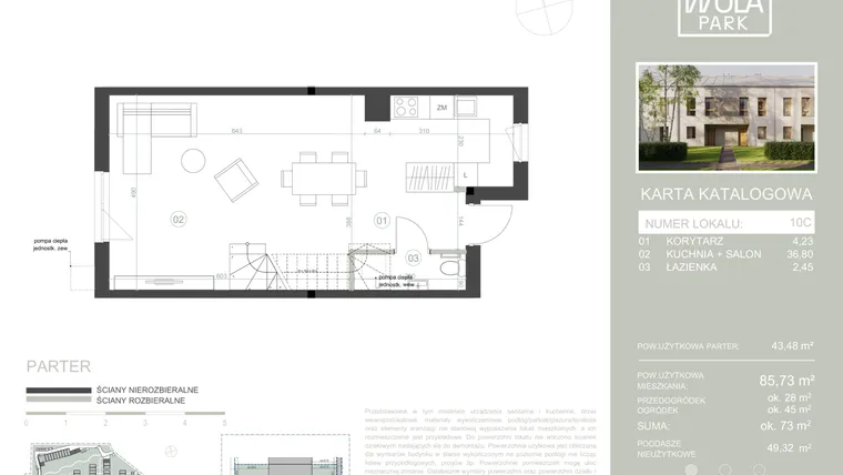 Rzut - Dom na sprzedaż 4 pokoje o powierzchni 85,73 m² - numer 10C w Nova Wola Park II