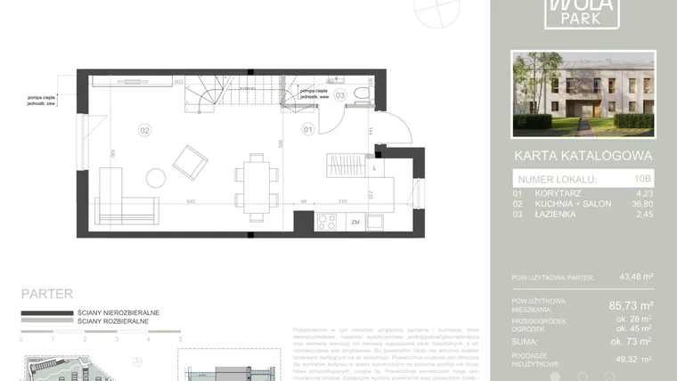 Rzut - Dom na sprzedaż 4 pokoje o powierzchni 85,73 m² - numer 10B w Nova Wola Park II