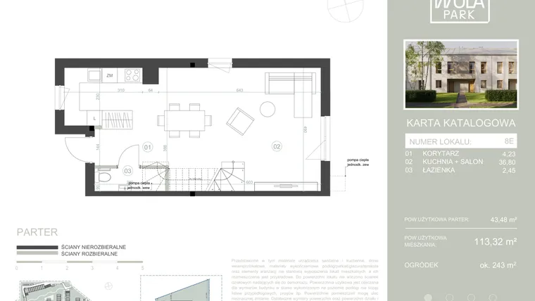 Rzut - Dom na sprzedaż 4 pokoje o powierzchni 113,32 m² - numer 8E w Nova Wola Park II