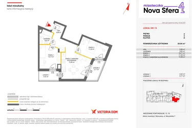 Rzut - Mieszkanie na sprzedaż 3 pokoje o powierzchni 50,64 m² - numer 15 w Miasteczko Nova Sfera 4