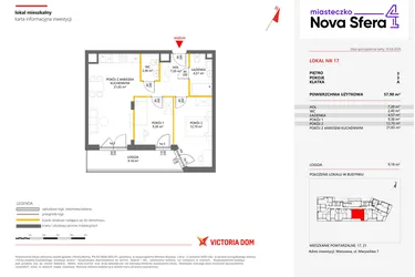 Rzut - Mieszkanie na sprzedaż 3 pokoje o powierzchni 57,9 m² - numer 17 w Miasteczko Nova Sfera 4