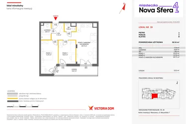 Rzut - Mieszkanie na sprzedaż 3 pokoje o powierzchni 58,54 m² - numer 39 w Miasteczko Nova Sfera 4