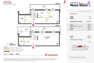 Rzut - Mieszkanie na sprzedaż 3 pokoje o powierzchni 82,94 m² - numer 40 w Miasteczko Nova Sfera 4