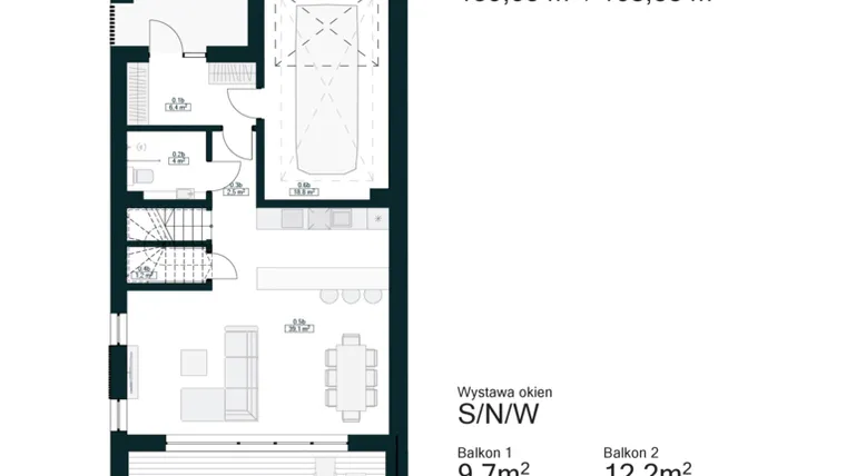 Rzut - Dom na sprzedaż 5 pokoi o powierzchni 168,33 m² - numer 1B w Aleja Drzew IV