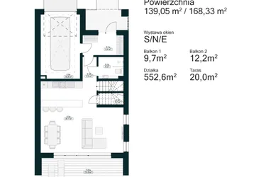 Rzut - Dom na sprzedaż 5 pokoi o powierzchni 168,33 m² - numer 4A w Aleja Drzew IV