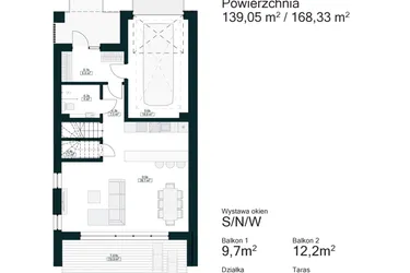 Rzut - Dom na sprzedaż 5 pokoi o powierzchni 168,33 m² - numer 6B w Aleja Drzew IV