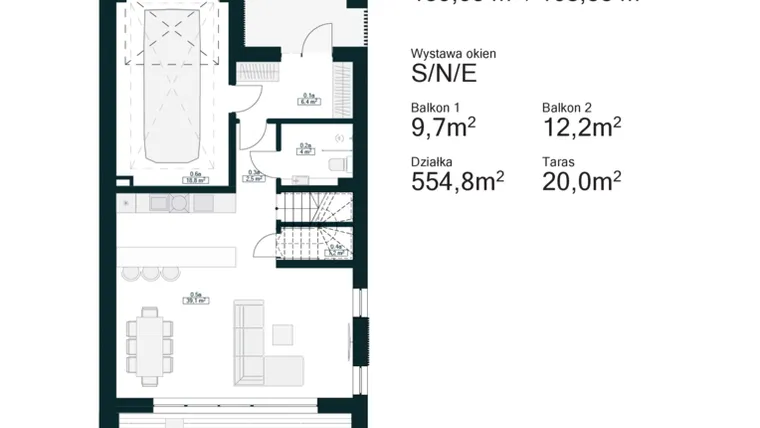 Rzut - Dom na sprzedaż 5 pokoi o powierzchni 168,33 m² - numer 1A w Aleja Drzew IV