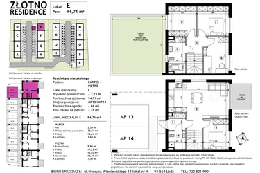 Rzut - Mieszkanie na sprzedaż 5 pokoi o powierzchni 94,71 m² - numer E w Złotno Residence