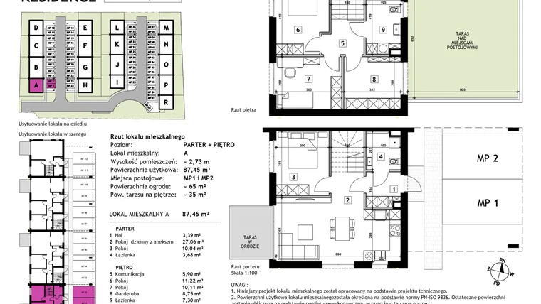 Rzut - Mieszkanie na sprzedaż 5 pokoi o powierzchni 87,45 m² - numer A w Złotno Residence