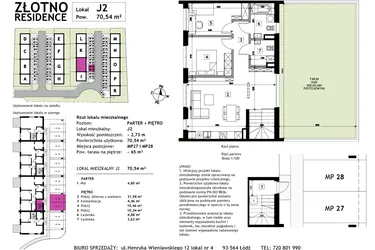 Rzut - Mieszkanie na sprzedaż 3 pokoje o powierzchni 70,54 m² - numer J2 w Złotno Residence