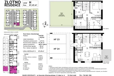 Rzut - Mieszkanie na sprzedaż 5 pokoi o powierzchni 87,45 m² - numer H w Złotno Residence