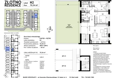 Rzut - Mieszkanie na sprzedaż 3 pokoje o powierzchni 70,54 m² - numer N2 w Złotno Residence