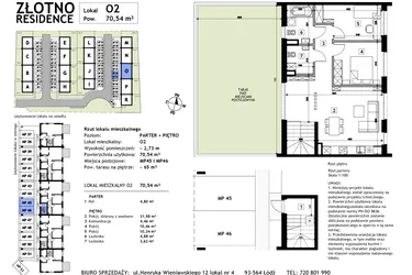 Rzut - Mieszkanie na sprzedaż 3 pokoje o powierzchni 70,54 m² - numer O2 w Złotno Residence
