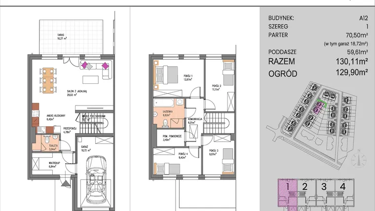 Rzut - Dom na sprzedaż 5 pokoi o powierzchni 130,11 m² - numer A12/1 w ATOM Park etap II