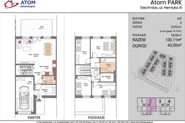 Rzut - Dom na sprzedaż 5 pokoi o powierzchni 130,11 m² - numer A10/2 w ATOM Park etap II