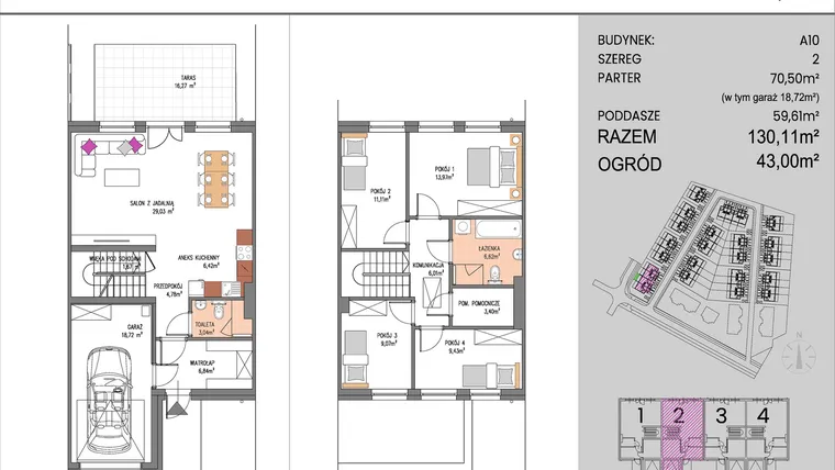 Rzut - Dom na sprzedaż 5 pokoi o powierzchni 130,11 m² - numer A10/2 w ATOM Park etap II