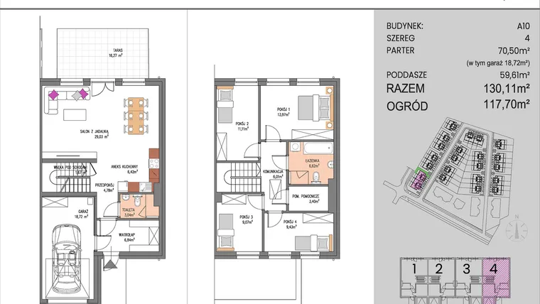 Rzut - Dom na sprzedaż 5 pokoi o powierzchni 130,11 m² - numer A10/4 w ATOM Park etap II